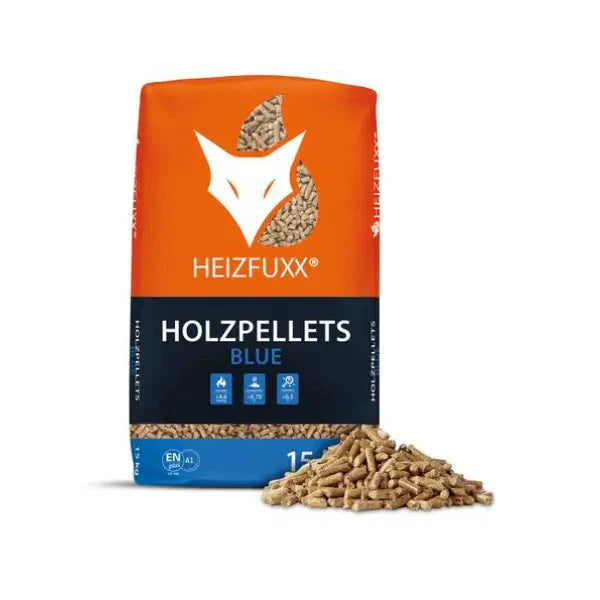 Heizfuxx Holzpellets ENplus A1 Blue – 975 kg (65×15 kg), Nadelholz, ≥ 4,6 kWh/kg