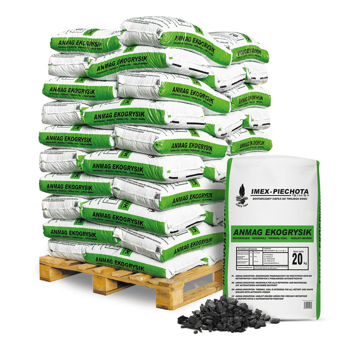 ANMAG Steinkohle 5–25 mm – Palette 1000 kg (50 × 20-kg-Säcke)