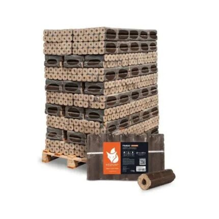 Heizfuxx PiniKay Quadro Holzbriketts – 960 kg (96×10 kg), Hartholz, Vierkant mit Loch, ≥ 4,8 kWh/kg